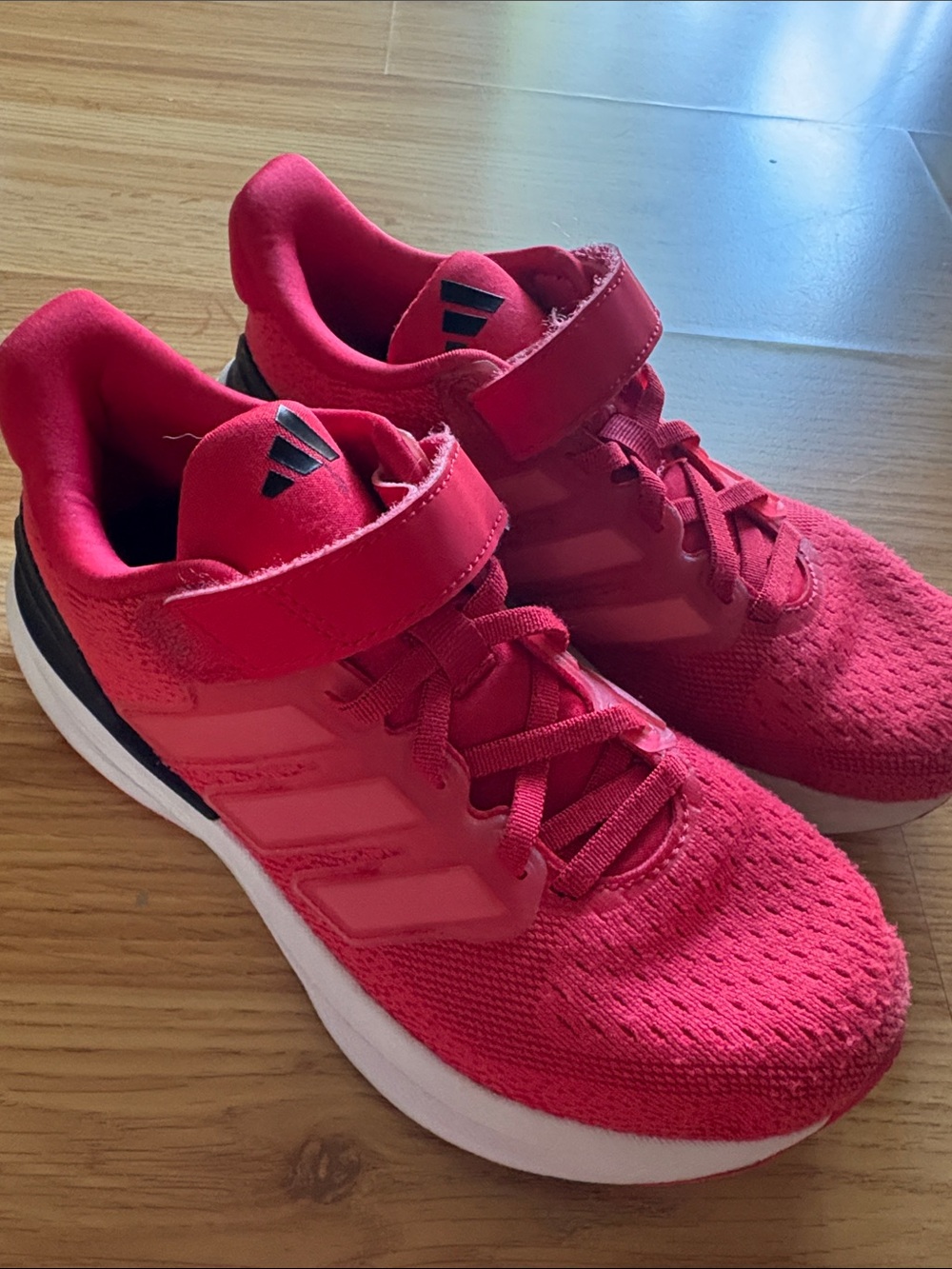 adidas Kids Red Athletic Sneakers with Hook-and-Loop Strap